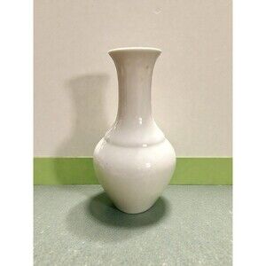 White Ceramic Bud/Tear Vase 5” Minimalist Farmhouse Shelf Decor Modern Home